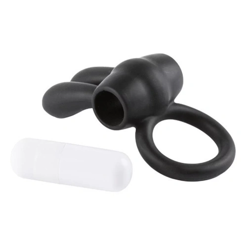 LoveToy Power Clit Cockring - виброкольцо с ушками, 7.5х2.5 см (чёрный)